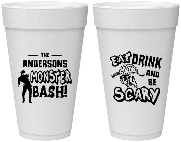 Personalized Halloween 20 oz Foam Cups - Eat Drink Be Scary | 250070