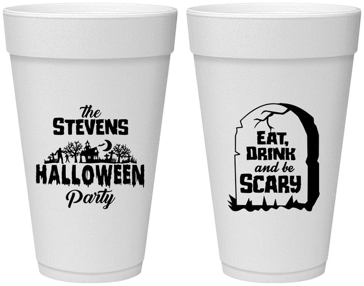 Personalized Halloween 20 oz Foam Cups - Eat Drink Be Scary | 250074
