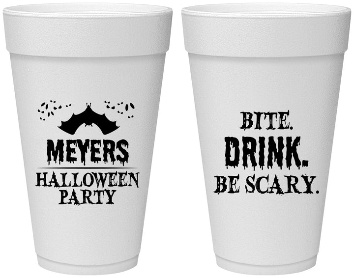 Personalized Halloween 20 oz Foam Cups - Bite Drink Be Scary | 250082