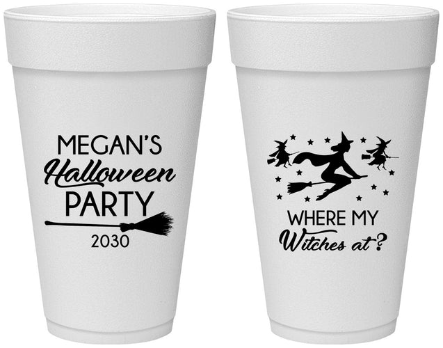 Personalized Halloween 20 oz Foam Cups - Where My Witches At | 250086