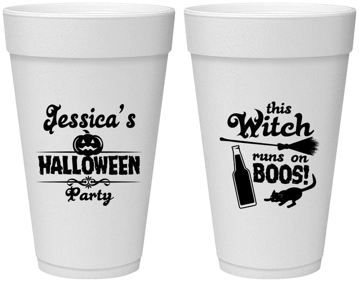 Personalized Halloween 20 oz Foam Cups - Witch Boos | 250097