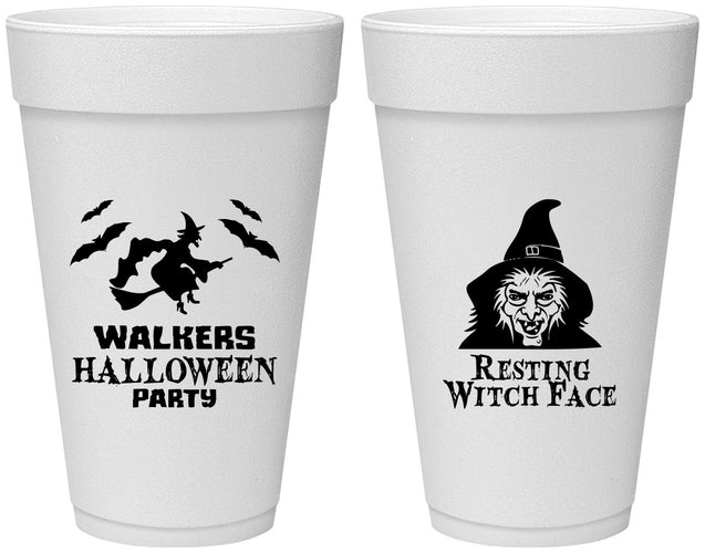 Personalized Halloween 20 oz Foam Cups - Resting Witch Face | 250099
