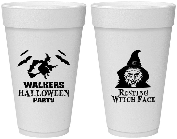 Personalized Halloween 20 oz Foam Cups - Resting Witch Face | 250099