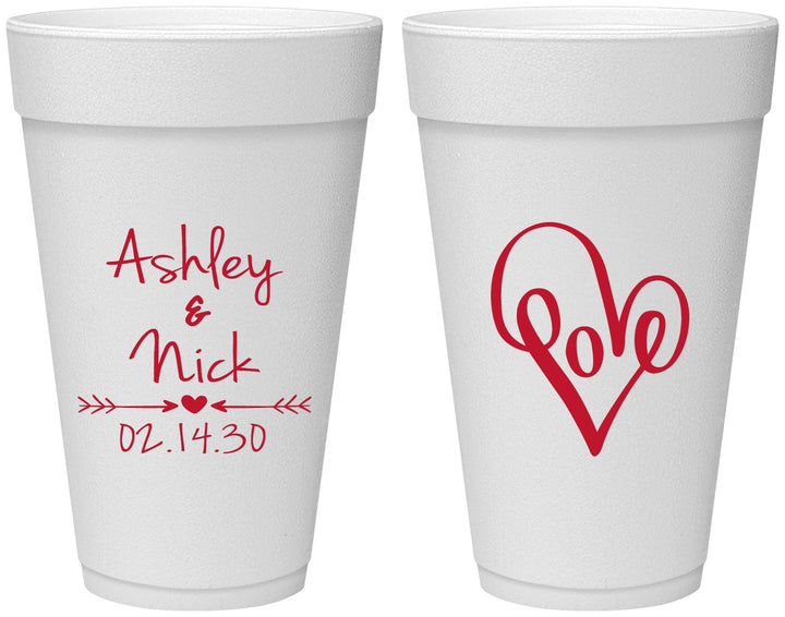 Personalized Wedding 20 oz Foam Cups - Love | 252