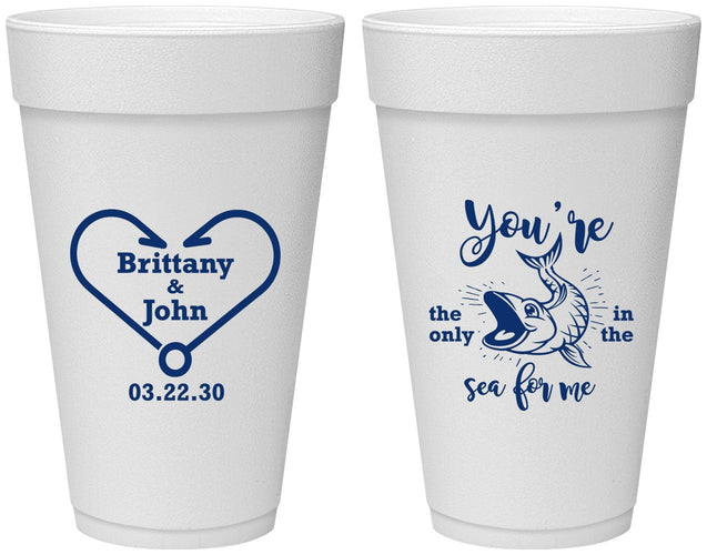 Personalized Wedding 20 oz Foam Cups - Fish In The Sea For Me | 254