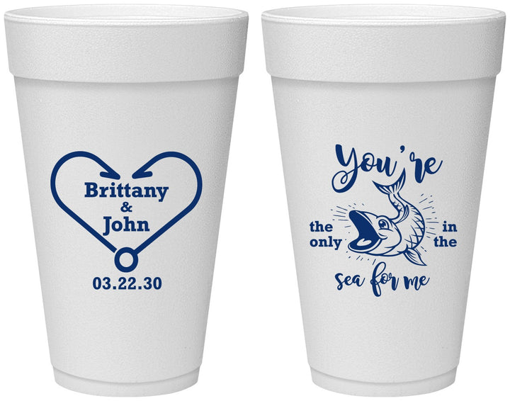 Personalized Wedding 20 oz Foam Cups - Fish In The Sea For Me | 254