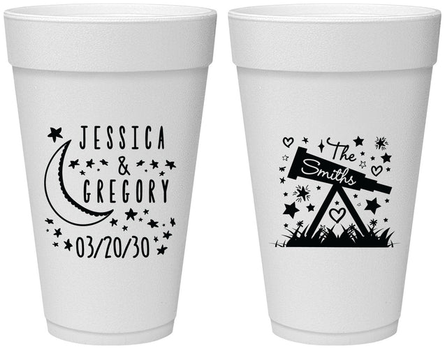 Personalized Wedding 20 oz Foam Cups - Telescope | 255