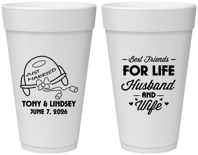 Personalized Wedding 20 oz Foam Cups - Best Friends For Life | 256