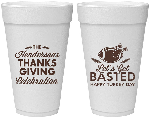 Personalized Thanksgiving 20 oz Foam Cups - Lets Get Basted | 260003