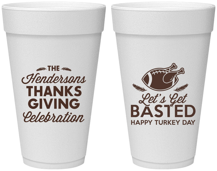 Personalized Thanksgiving 20 oz Foam Cups - Lets Get Basted | 260003