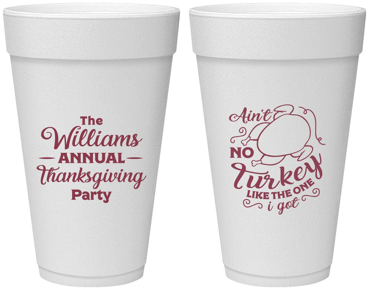 Personalized Thanksgiving 20 oz Foam Cups - Turkey | 260005