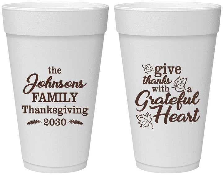 Personalized Thanksgiving 20 oz Foam Cups - Grateful | 260006