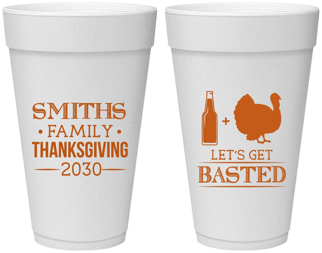 Personalized Thanksgiving 20 oz Foam Cups - Lets Get Basted | 260008
