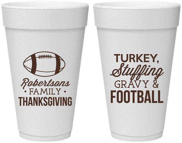 Personalized Thanksgiving 20 oz Foam Cups - Football Turkey | 260010