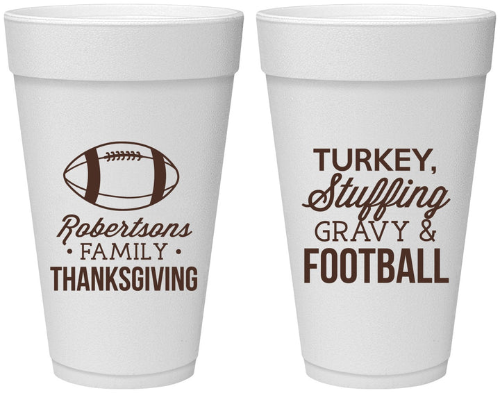 Personalized Thanksgiving 20 oz Foam Cups - Football Turkey | 260010