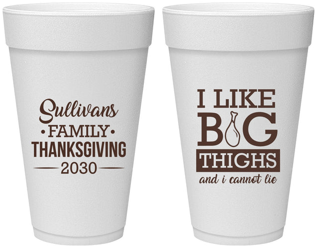 Personalized Thanksgiving 20 oz Foam Cups - Big Thighs | 260011