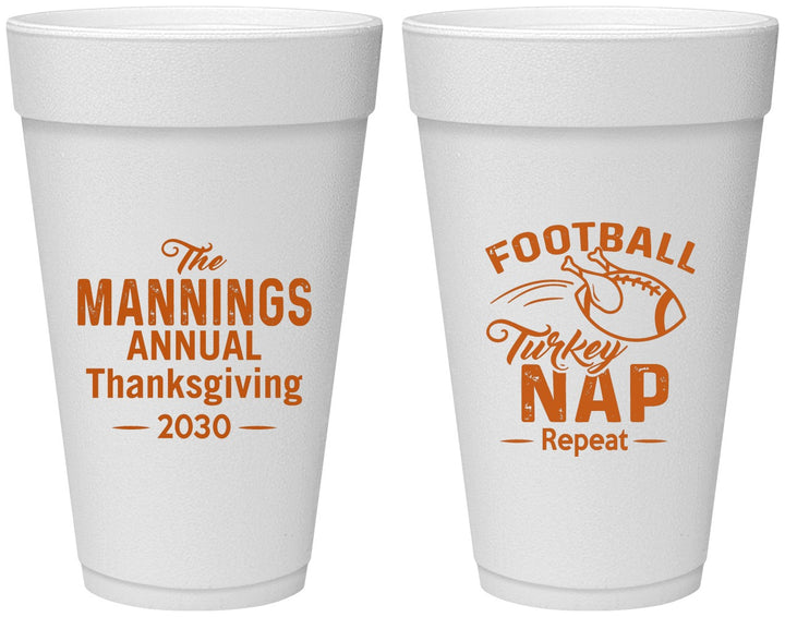 Personalized Thanksgiving 20 oz Foam Cups - Football Turkey | 260012