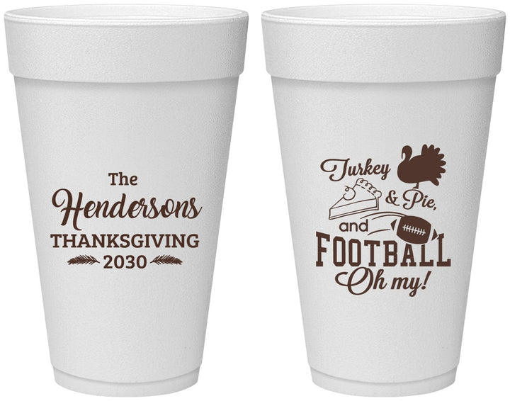Personalized Thanksgiving 20 oz Foam Cups - Football Turkey | 260014