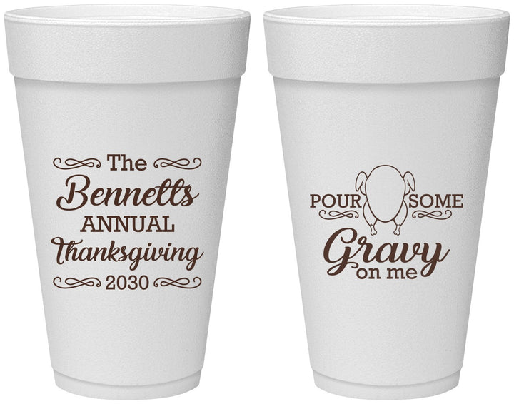 Personalized Thanksgiving 20 oz Foam Cups - Turkey Gravy | 260015