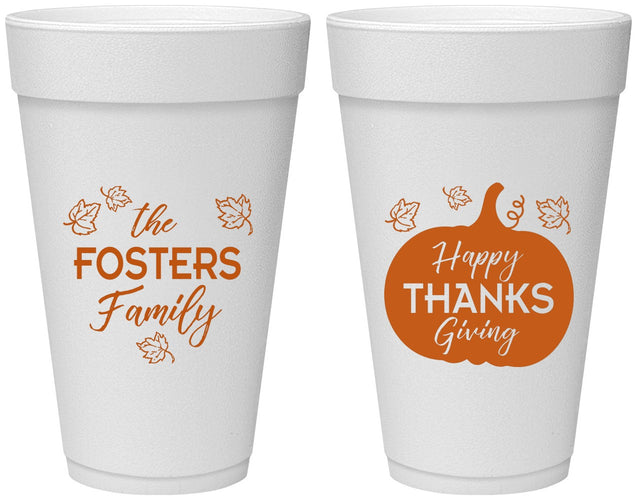 Personalized Thanksgiving 20 oz Foam Cups - Pumpkin | 260016