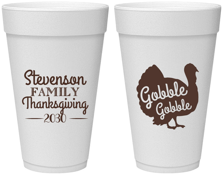 Personalized Thanksgiving 20 oz Foam Cups - Gobble Turkey | 260018