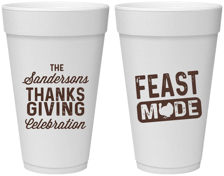 Personalized Thanksgiving 20 oz Foam Cups - Feast Mode | 260019