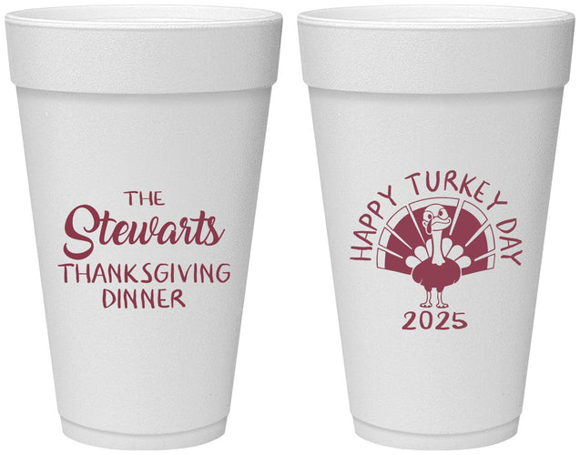Personalized Thanksgiving 20 oz Foam Cups - Turkey Day | 260021