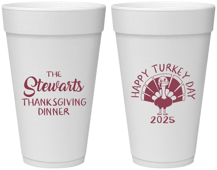 Personalized Thanksgiving 20 oz Foam Cups - Turkey Day | 260021