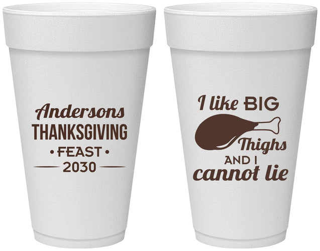Personalized Thanksgiving 20 oz Foam Cups - Big Thighs | 260023