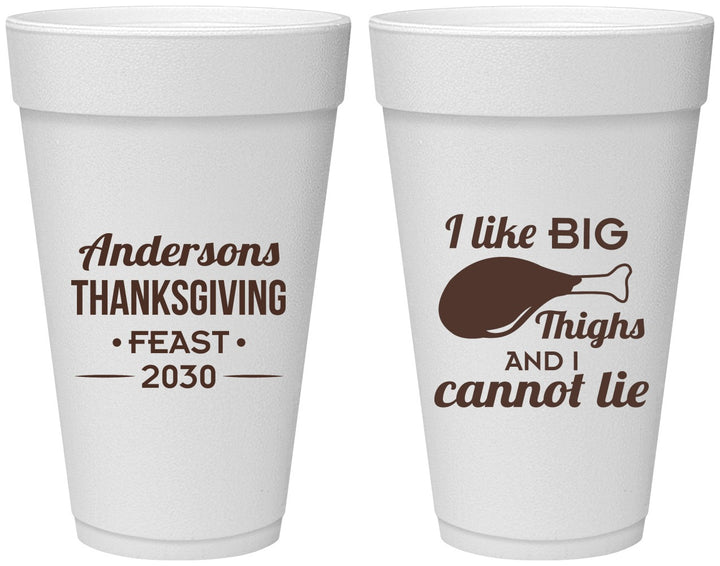 Personalized Thanksgiving 20 oz Foam Cups - Big Thighs | 260023