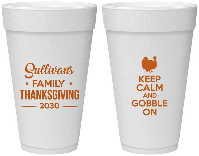 Personalized Thanksgiving 20 oz Foam Cups - Gobble Turkey | 260024