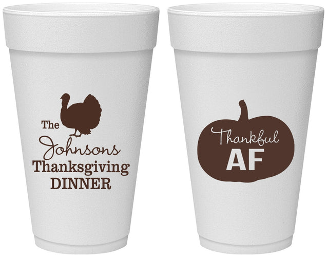Personalized Thanksgiving 20 oz Foam Cups - Thankful Af | 260026