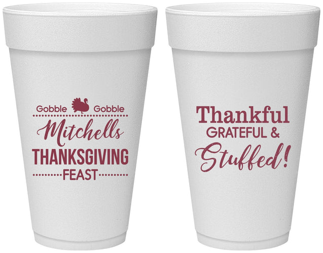 Personalized Thanksgiving 20 oz Foam Cups - Thankful Stuffed | 260029