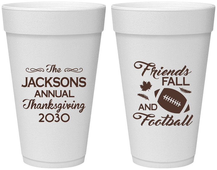Personalized Thanksgiving 20 oz Foam Cups - Football | 260031