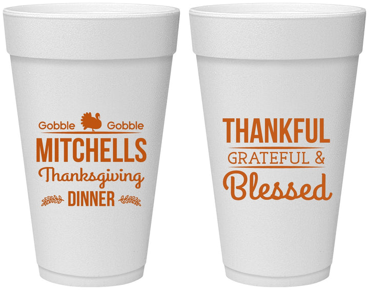 Personalized Thanksgiving 20 oz Foam Cups - Thankful Blessed | 260032
