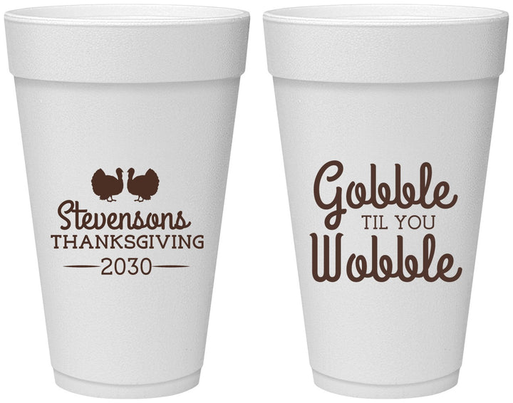 Personalized Thanksgiving 20 oz Foam Cups - Gobble Til You Wobble | 260034