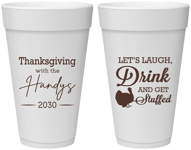 Personalized Thanksgiving 20 oz Foam Cups - Turkey Stuffed | 260038