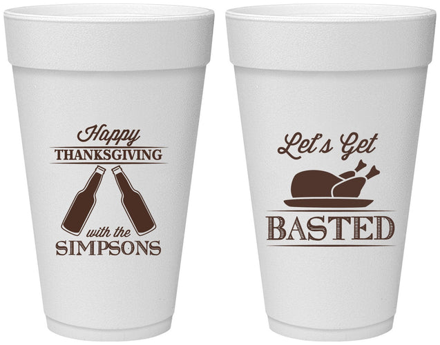Personalized Thanksgiving 20 oz Foam Cups - Lets Get Basted | 260039