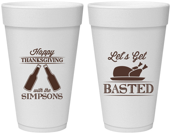 Personalized Thanksgiving 20 oz Foam Cups - Lets Get Basted | 260039