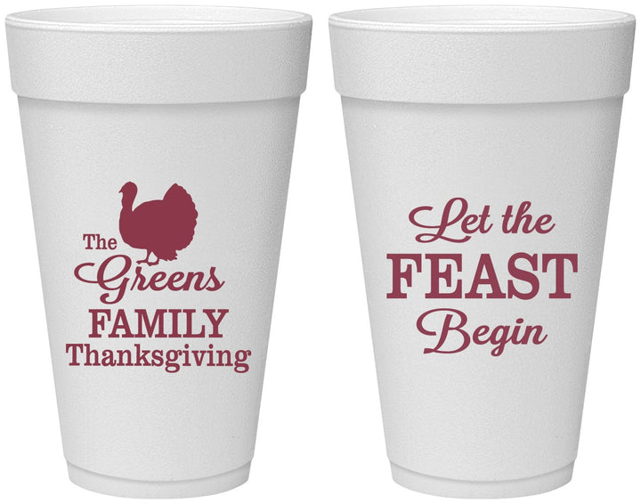 Personalized Thanksgiving 20 oz Foam Cups - Let The Feast Begin | 260041
