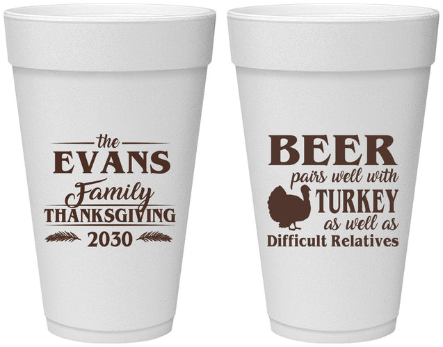 Personalized Thanksgiving 20 oz Foam Cups - Turkey | 260042