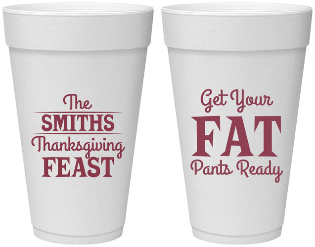 Personalized Thanksgiving 20 oz Foam Cups - Fat Pants Ready | 260045