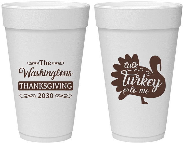 Personalized Thanksgiving 20 oz Foam Cups - Talk Turkey To Me | 260046