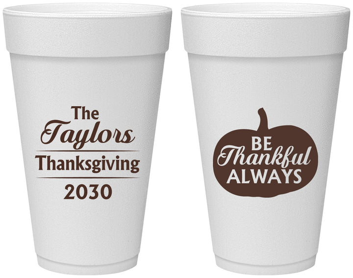 Personalized Thanksgiving 20 oz Foam Cups - Pumpkin Thankful | 260047