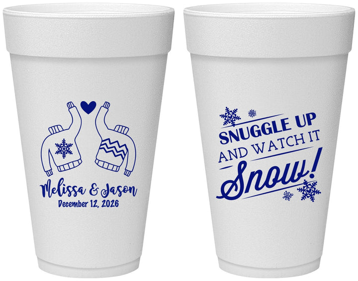 Personalized Wedding 20 oz Foam Cups - Christmas Snow | 268