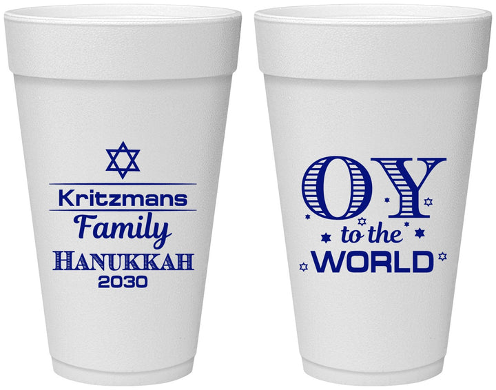Personalized Hanukkah 20 oz Foam Cups - Oy To The World | 270000