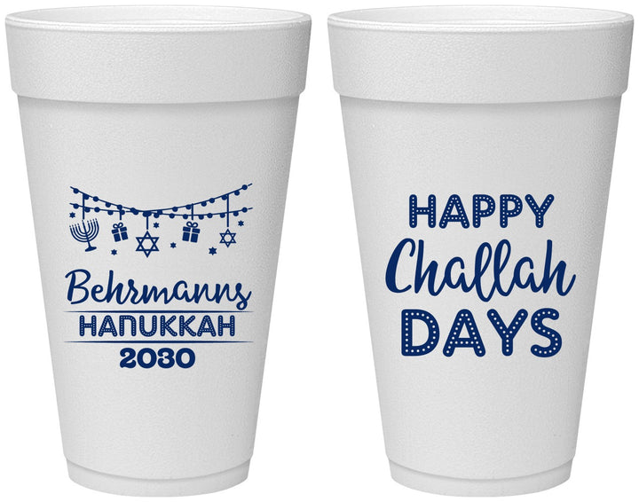 Personalized Hanukkah 20 oz Foam Cups - Challah Days | 270003