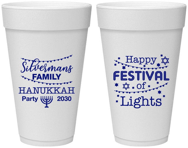 Personalized Hanukkah 20 oz Foam Cups - Festival Of Lights | 270006