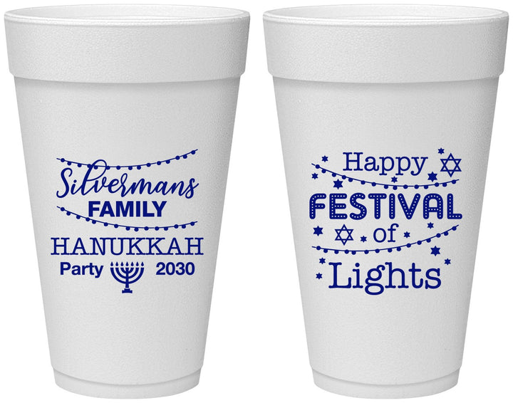 Personalized Hanukkah 20 oz Foam Cups - Festival Of Lights | 270006