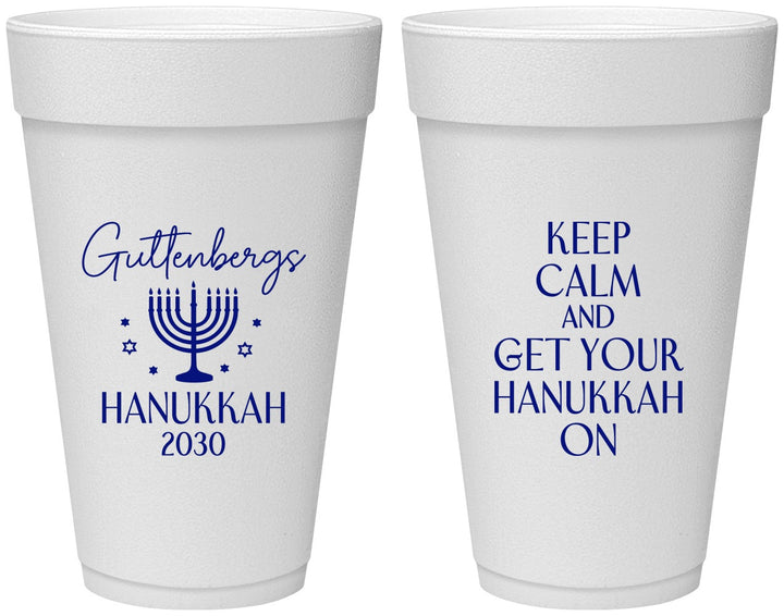 Personalized Hanukkah 20 oz Foam Cups - Menorah | 270008